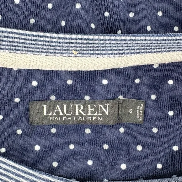Lauren Ralph Lauren Women's Navy White Polka Dot Long Sleeve and Pants PJ Set - Picture 4 of 16